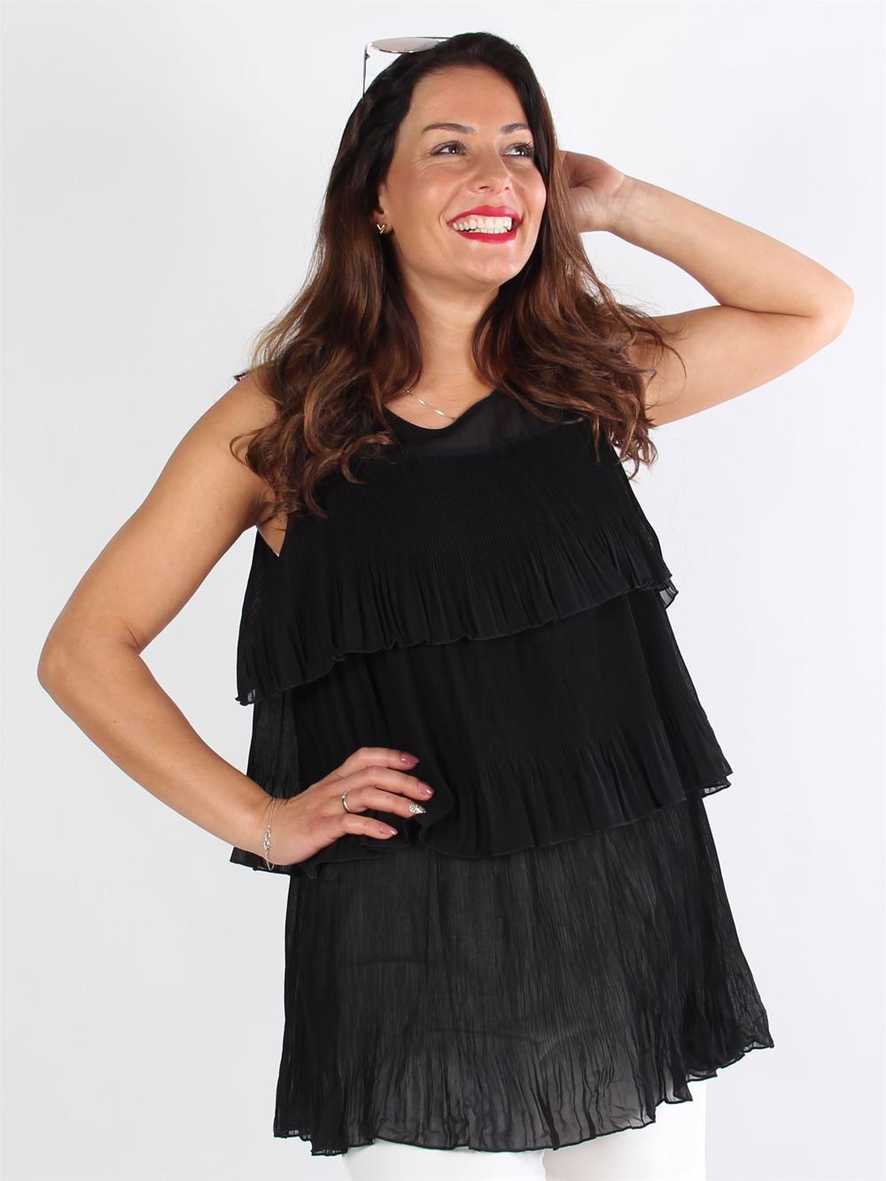 Lagos - Svart blus med plissering i lager på lager